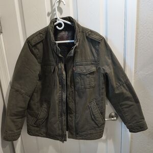 Levi’s Olive Green Military Utility Jacket Sherpa Lined Men’s M